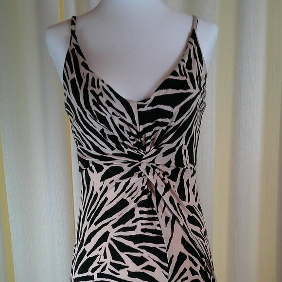 H&M Zebra Print Twist-Front Slip Dress – Black & Blush Size S - Picture 2 of 8